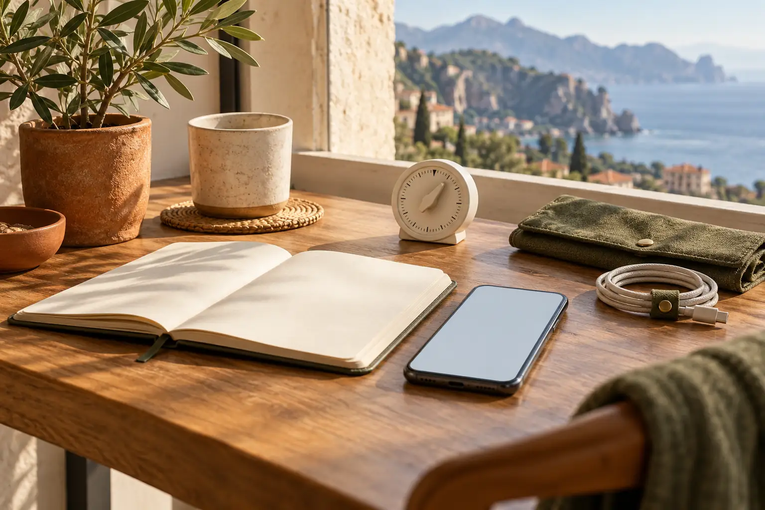 Phone, notebook and timer for planning mobile data use